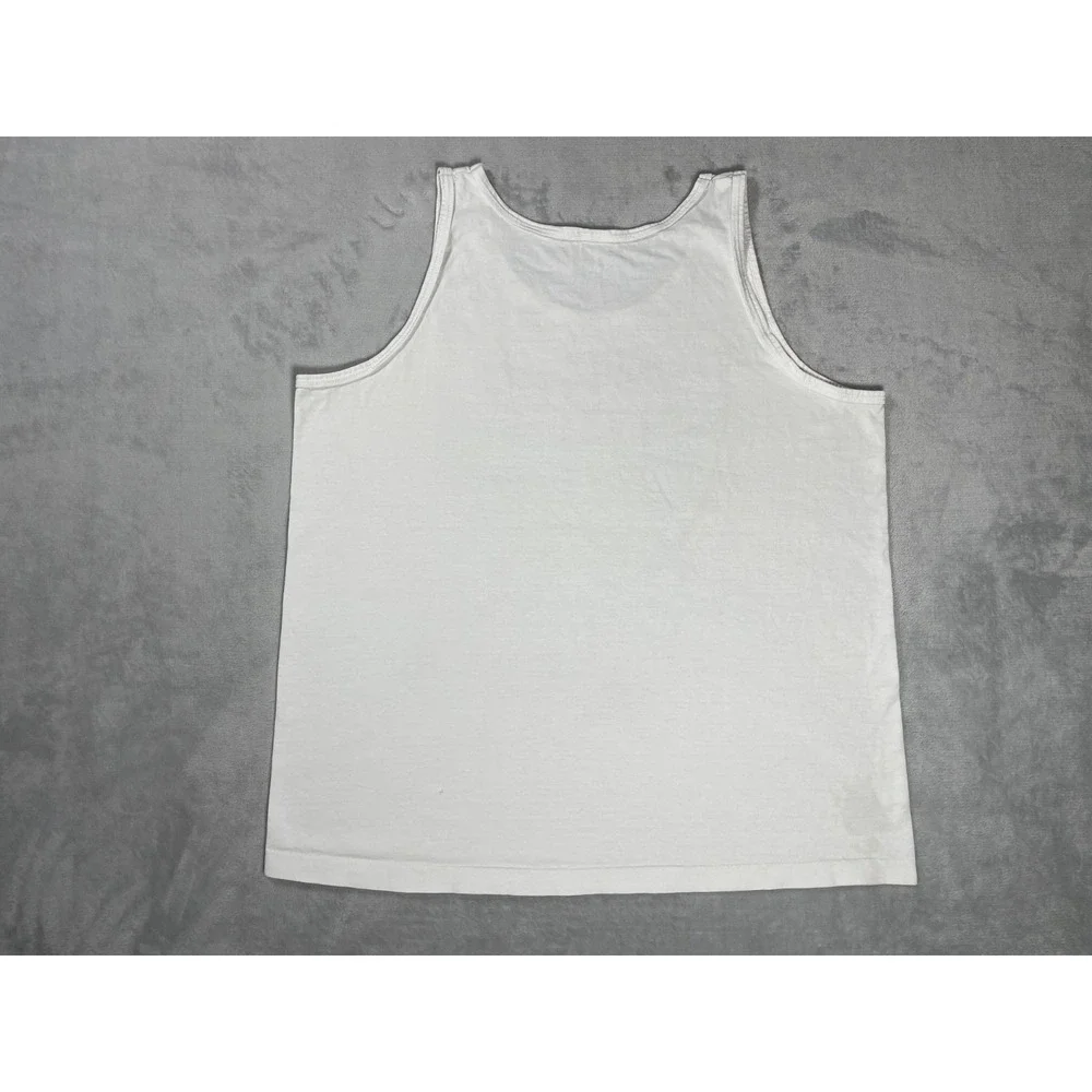 Vintage 1993 Palm Springs Gas Co Tank Top Men L White Golf Made in USA